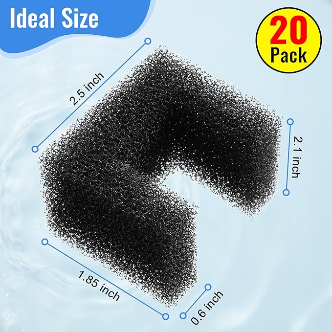 Enhon 20 Pack Foam Filters Replacement for Pet Fountains Compatible with Petsafe Viva 64oz & 140oz, Cat Dog Drinking Water Fountain Sponge Filters for Debris Removal, Pump Protection & Filtration