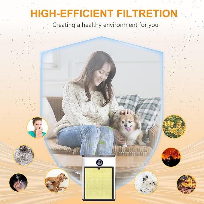 AP303 AP304 Replacement Filters, Compatible with DAYETTE & FRESHDEW Air Purifier AP303/AP304, H14 HEPA Filter with Activated Carbon, 4 Pack (Pet Filter)