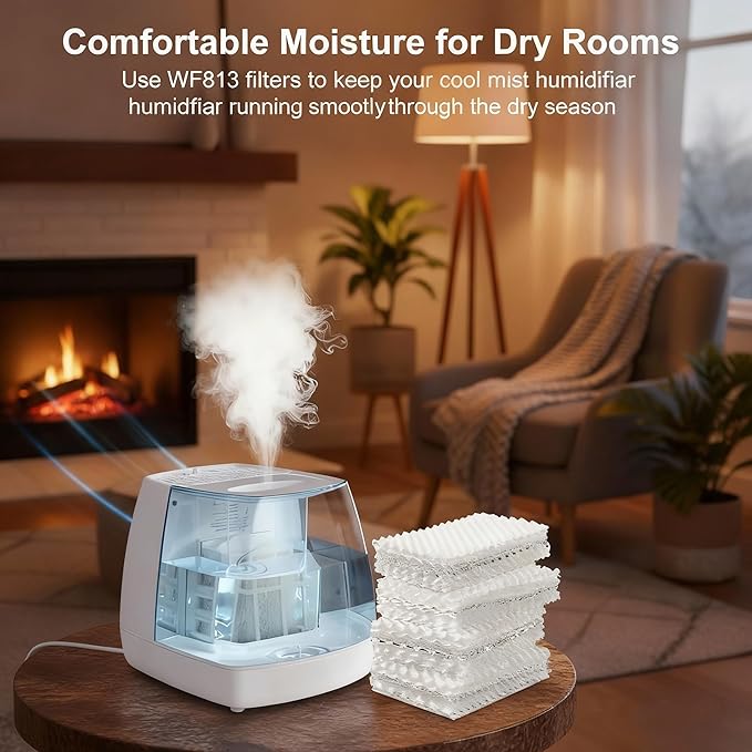 WF813 Humidifier Filter Replacement, High-Density Wick Filters Compatible with Equate EQWF813, Relion RCM832/RCM-832N, ProCare PCWF813, EQ-2119-UL, PCCM-832N Cool Mist Humidifiers (3-Pack)