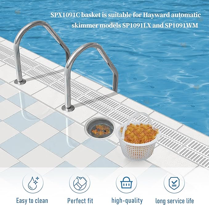 SPX1091C Replacement Above Ground Skimmer Basket for Hayward Pool Filter Basket with Handle SP1091 WB736660 2-Pack (2-Pack)