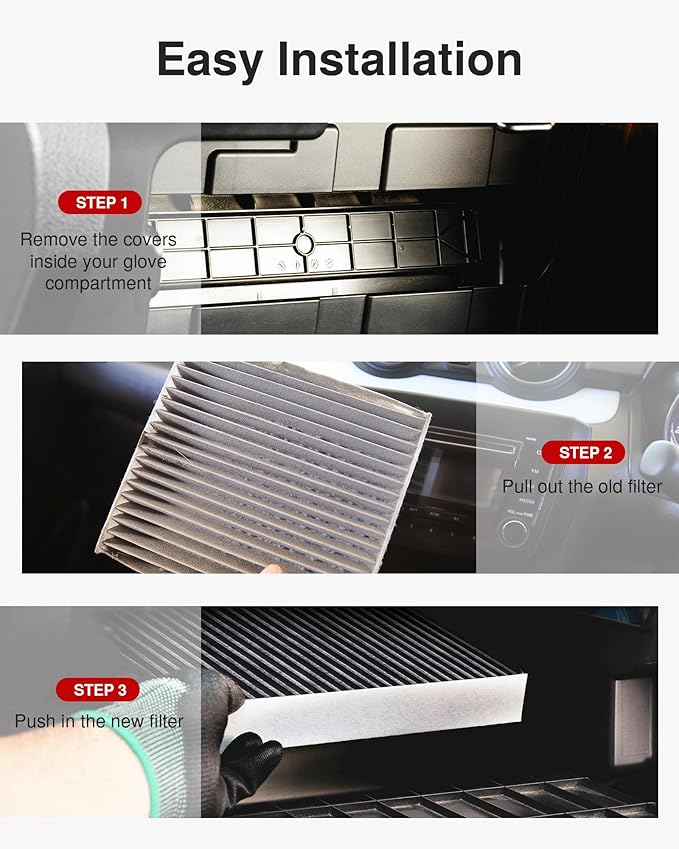Puroma Cabin Air Filter with Activated Charcoal Layer, Replacement for CF12150, 6081C, 12150-C1, Compatible with Ford Expedition, F-150, F-250, F-350, F-450, F-550 Super Duty, Lincoln Navigator