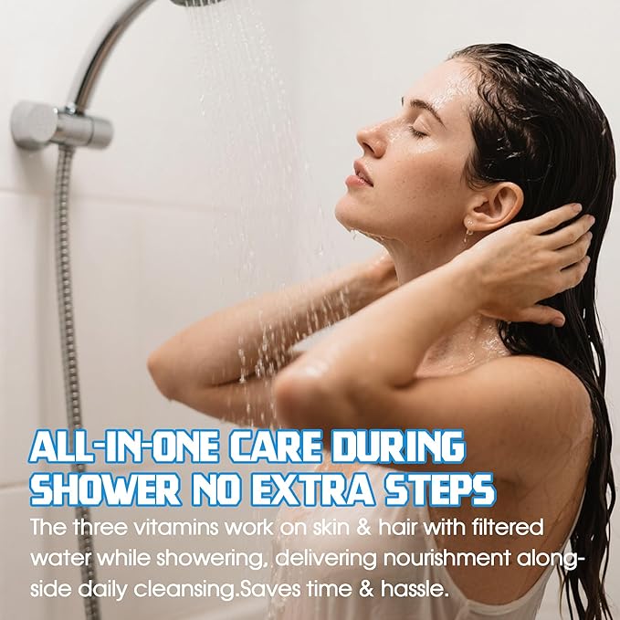 xcivi 3 Pack Vitamin C + E + A Shower Filter Replacement Cartridge for Aquahomegroup Shower Head, 30 PCS Filtered Shower Head Sediment Pads