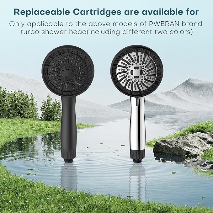 PWERAN Shower Filter for Handheld Shower Head, 2 Pack 18 Stage Replacement Filters for Hard Water Remove Chlorine and Harmful Substances
