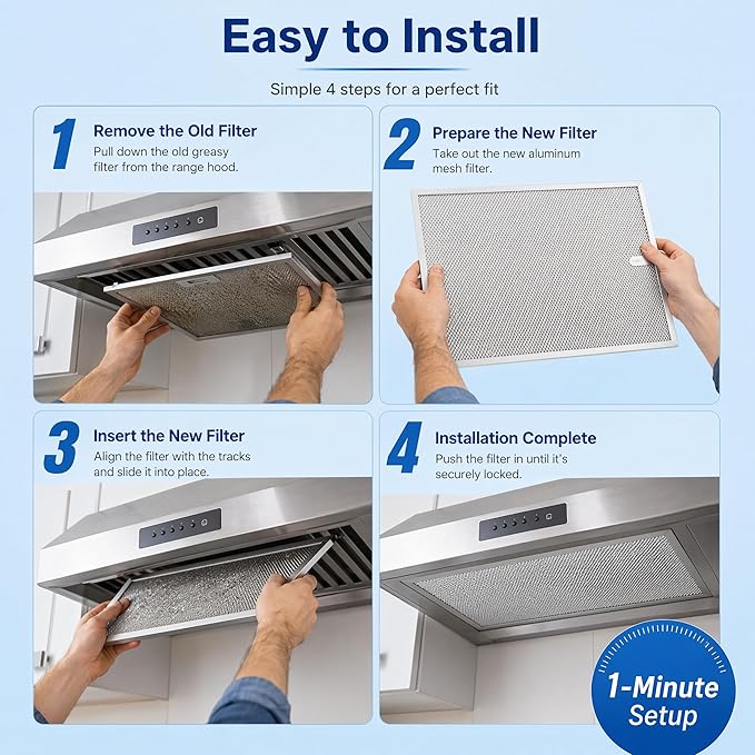 2 Pack Range Hood Grease Filter Fit for Broan Nutone, 12.84 x 13.69 x 0.38 Inch Range Hood Aluminum Mesh Vent Filter Replace S99010436 99010436 BKSA130WW