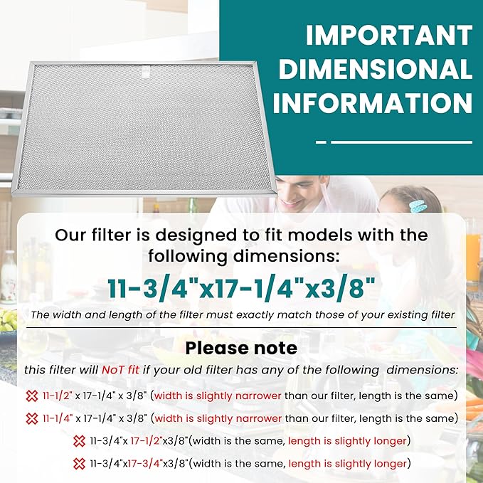 BPS1FA36 Aluminum Range Hood Filter 11-3/4" X 17-1/4" X 3/8" Compatible With B-roan Range Hood Filter 36" WS1 & QS1 & WS2 Series and Sears 5260-36" Series by AMI PARTS (2 Packs)