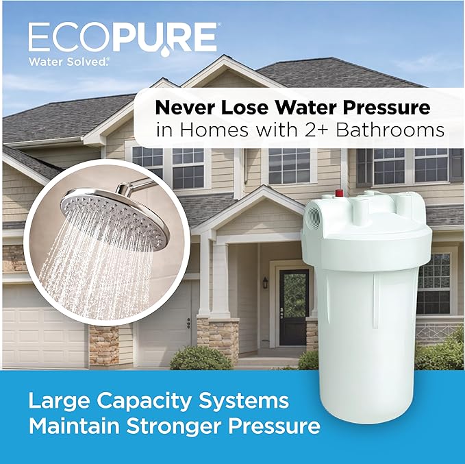 EcoPure EPW4F Premium Carbon FACT Universal Whole Home Filter – Fits Large Capacity Systems – NSF Certified – <1 Micron Filtration – Reduces Chlorine, Sediment, Sand & Dirt – 6-Month Life