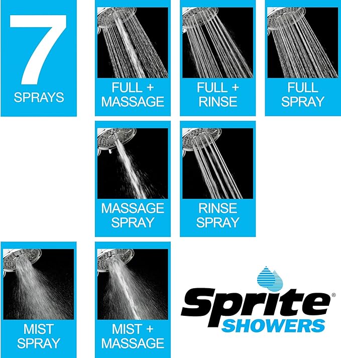 Sprite Showers AKE-CM Biarritz 7-Setting One Filtered Shower Head, Chrome