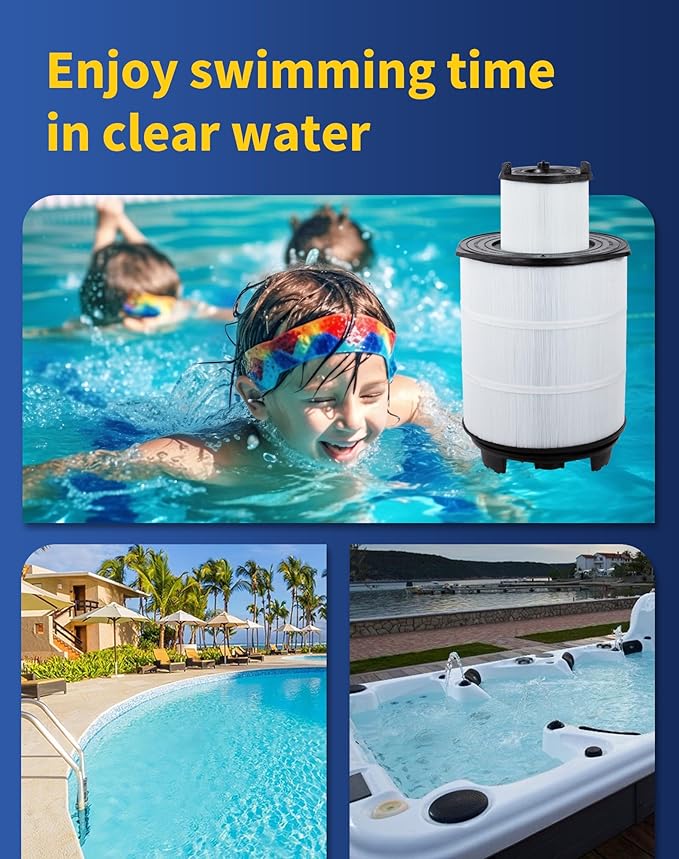 ZOTEE Pool Filters Cartridge Inner and Outer Set Replaces Sta-Rite 25021-0200s & 25022-0201s System 3 S7m120,300sq.ft (Black)