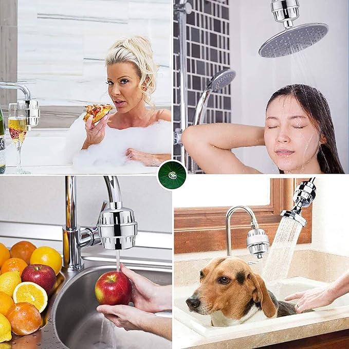 ACA 2Pcs 15 Stage Shower Filter Cartridge - Remove Chlorine Heavy Metals and Other Sediments, Reduces Dry Itchy Skin, Dandruff, High Output Hard Water Filter Replacement Cartridge (15 Stage-2)
