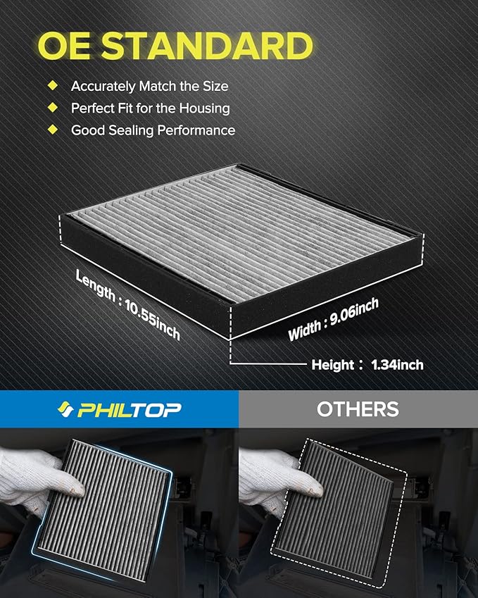 PHILTOP HEPA Cabin Air Filter w/Activated Carbon, Compatible with CF10329 Hyundai Elantra 2001-2006, Tiburon 2003-2008, Entourage 2007-2008, Kia Sedona 2006-2010