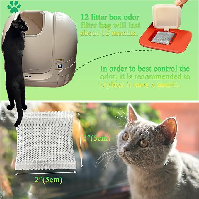 PurifyLogix 12 Pack Odor Eliminator for PuraMax Self-Cleaning Cat Litter Box, Natural Activated Charcoal Filters Refills, Cat Toilet Odor Control Replacement for Automatic Litter Box