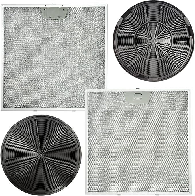 2 Pack WB02X24872 Range Vent Hood Grease Filter & 2 Pack JXCF72 WB02X24842 Charcoal Filter Compatible with GE Range Hoods JVW5301EJ1ES, JVW5301SJ1SS, JVW5301BJ1TS, JVW5301FJ1DS, JVW5301EJ2ES