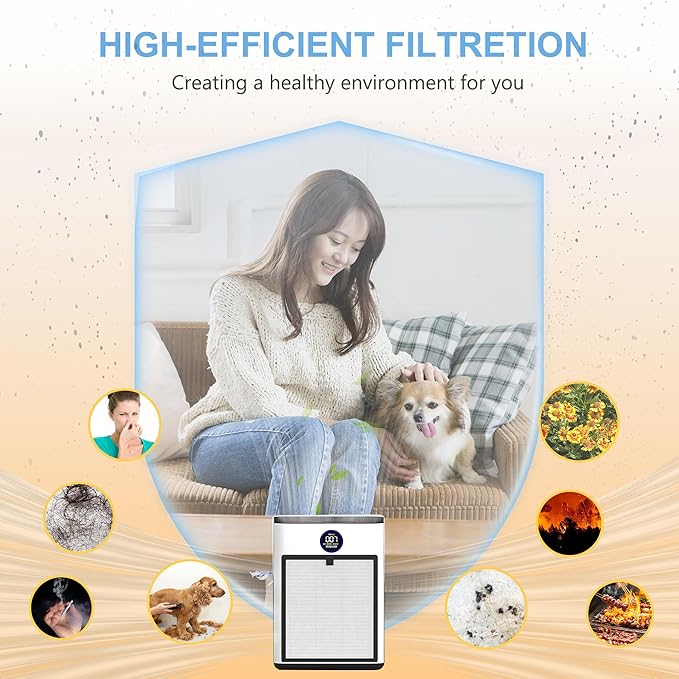 AP303 AP304 Replacement Filters, Compatible with DAYETTE & FRESHDEW Air Purifier AP303/AP304, H14 HEPA Filter with Activated Carbon, 2 Pack (Original Filter)