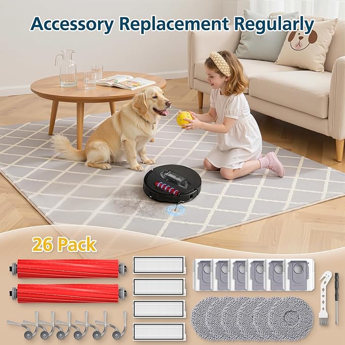 QV 35A Replacement Accessories for Roborock QV 35A / QV 35S / Qrevo S Pro Robot Vacuum, 2*Main Brush, 6*Side Brush, 4*Filters, 6*Mop Pads, 6*Dust Bag, 2*Tools