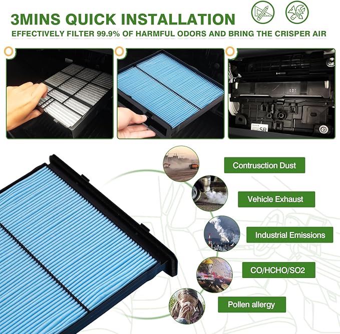 Cabin Air Filter and Engine Air Filter Fit for Subaru Forester 2.5L 2019-2024 Activated Carbon Cabin Filter Replacement 72880-FL000 16546AA16A Accessories