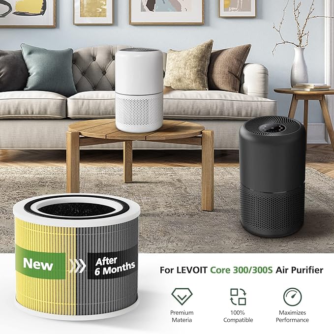 Core 300 Pet Care Replacement Filter for LEVOIT Core 300 Core300-P Core 300s VortexAir Air Purifier, 3-in-1 High efficiency Activated Carbon, Core 300-RF-PA, 2 Pack, Yellow