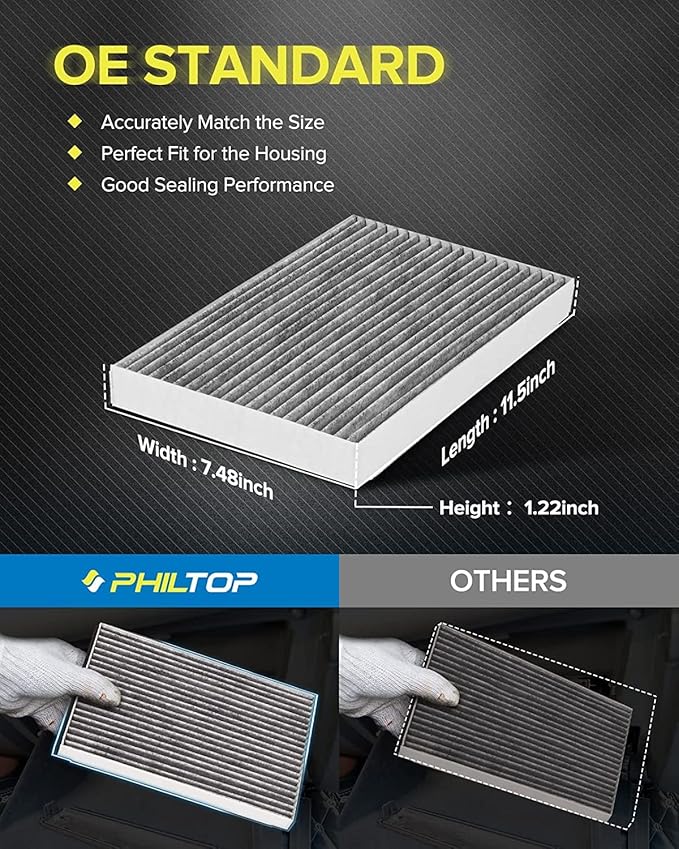 PHILTOP HEPA Cabin Air Filter w/Activated Carbon, Compatible with CF8392A Chevrolet Impala, Impala Limited, Monte Carlo, Buick LaCrosse, Century, Regal, Pontiac Grand Prix, Oldsmobile Intrigue