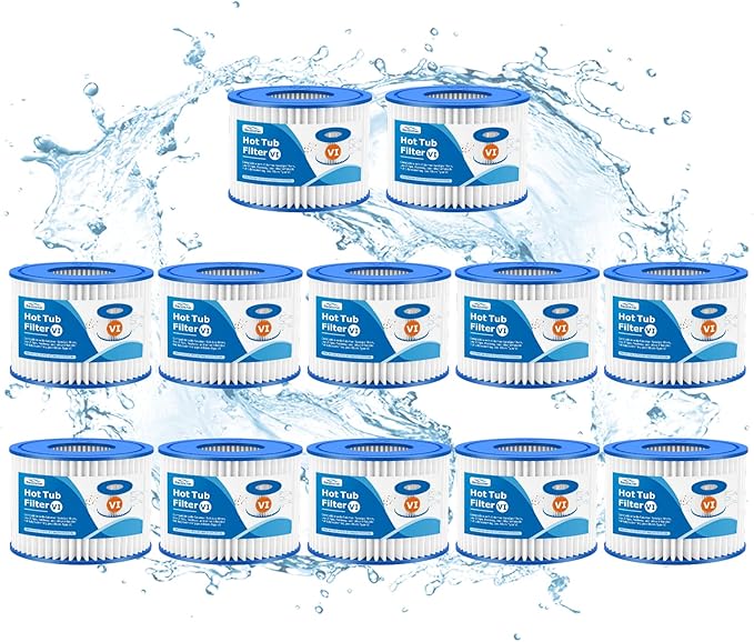 12 Pack Type VI Filter. Hot Tub and SPA Filter Replacement Cartridge. Compatible with Coleman SaluSpa 90353E, 58323E, 53323, Lay-Z-Spa