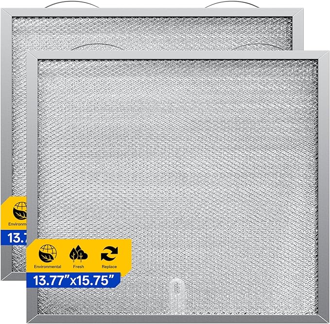 S99010430-002 Range Hood Filter 15-3/4" x 13-7/8" x 3/8", 2 Pack Aluminum Mesh Grease Range Hood Filter Compatible with B-roan N-utone Kitchen Exhaust Fan Filters 4512880(2 Pack)