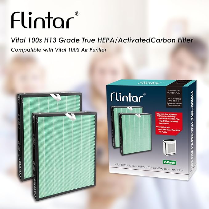 Vital 100S Toxin/Smoke Absorber Filter, Compatible with LEVOIT Vital 100S Air Purifier, H13 Grade Filtration + Activated Carbon filter, Part # Vital 100S-RF-TX, 2-Pack