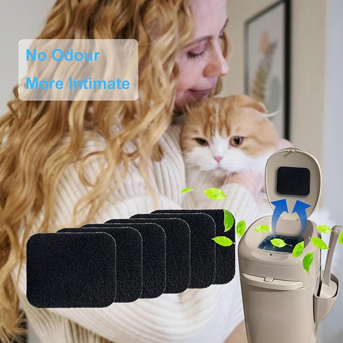 PurifyLogix 6 Pack Charcoal Filters Replacement for Litter Genie Standard Pail, Activated Charcoal Filters Compatible with Litter Genie Cat Litter Box Waste Disposal System for Odor Control (6)