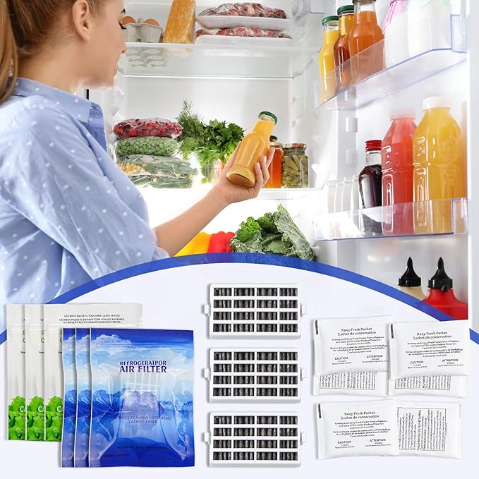 AMI PARTS W10311524 AIR1 Fresh Flow Air Filter & W10346771A Produce Preserver Replacement Compatible with Refrigerator (6 Packs)