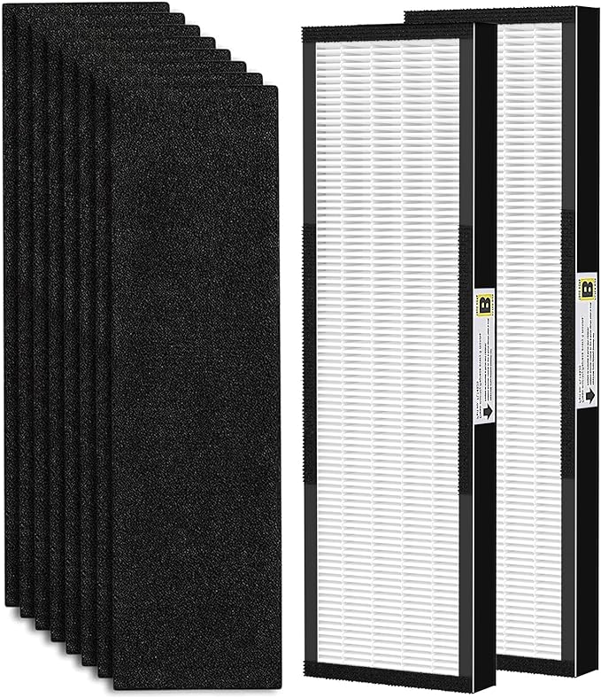 2 Pack FLT4825 Fil-ter B Replacement with Activated Carbon Pre-Filters Compatible with Air Puri-fier AC4825 AC4300 AC4800 AC4900 AC4850, Black