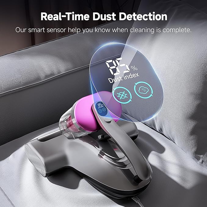 uwant Mattress Vacuum Cleaner, 16KPa 450W Suction Bed Vacuum Cleaner with 253.7nm UV-C Light & Ultrasonic, 149°F Heat, 36000 RPM/Min Tapping, HEPA Filter for Bed Sofa Crib