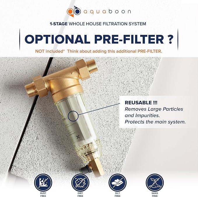 2-Stage Whole House Water Filter System with 20x4.5 GAC & Carbon Filters Against Chlorine & Odor | Pressure Gauge & Release, Wrench, Bracket Included