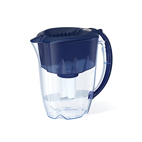 AQUAPHOR 7 Cup Ideal Water Filter Pitcher with 1 x B15 Filter | Reduces Chlorine & Heavy Metals | Fast Flow Water Filtration | BPA-Free & Dishwasher Safe | Improved & Filtered Water | Dark Blue