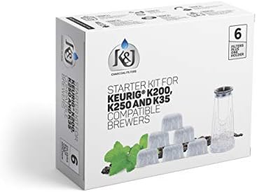 K&J Replacement Keurig Starter Kit for K200, K250, K35, and K-compact Brewers- Includes Rear Reservoir Filter Holder And 6-pack of Keurig 2.0 Compatible Water Filters