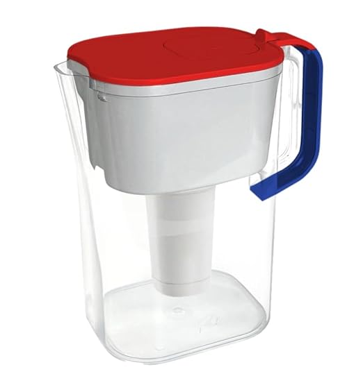 Limited Edition HOMEWATER 10-Cup Pitcher Filter (Red, White and Blue America Pitcher) – BPA-Free, High-Capacity 2.4L Fast-Flow Carbon Filter, Easy Pour, Locking Lid, Dishwasher-Safe