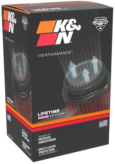 K&N High-Flow Original Lifetime Universal Clamp-On Air Filter: High Performance, Premium, Washable: Flange Diameter: 2.75 In, Filter Height: 6 In, Flange Length: 2 In, Shape: Round, RU-3190