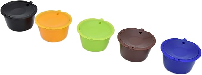 Reusable Coffee Pod Refillable Coffee Capsule 5Pcs Set with Spoon for Machines BPA Free ABS Stainless Steel Filter 50ml Capacity