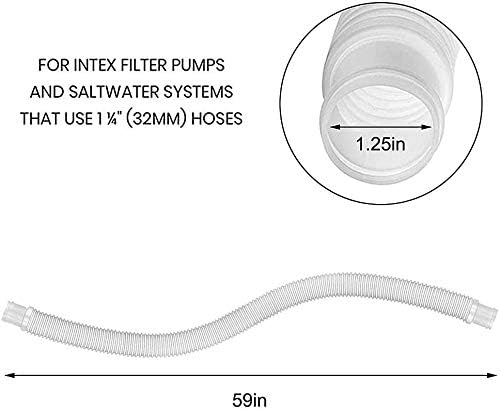 Pool Filter Replacement Hose for Intex Pools 1.25"Diameter,59"Long Filter Pump Hose,Compatible with Pump Model 607, 637、330 GPH, 530 GPH, and 1000 GPH.