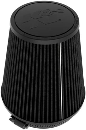 K&N Dryflow Lifetime Universal Clamp-On Air Filter: Dry Synthetic, Washable, Oil-Free: Flange Diameter: 5 In, Filter Height: 7 In, Flange Length: 1 In, Type: Dry Synthetic, RU-3135HBK
