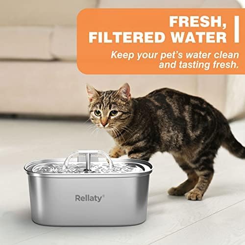 Rellaty Official 32PCS Cat Water Fountain Filters Replacement & Pre-Filter Sponges for 3.2L/108oz Automatic Pet Water Fountain (16 filters +16 sponges)