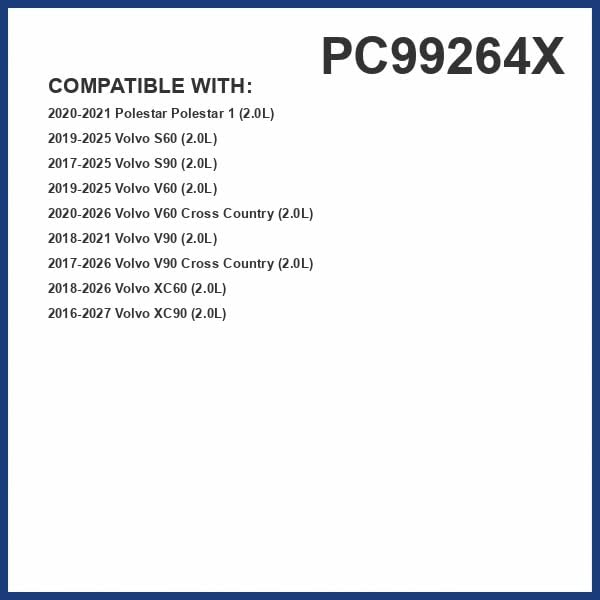 PureFlow Cabin Air Filter PC99264X | Fits 2018-2025 XC60, 2019-2025 S60, 2017-2025 S90, 2020-2025 V60 Cross Country, 2017-2025 V90 Cross Country