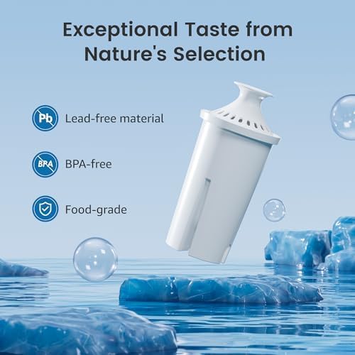 AQUA CREST CF06A Replacement for Brita® Filter, Brita® Water Pitchers and Dispensers, Classic OB03, Mavea® 107007, and More, NSF Certified Pitcher Water Filter, 8 Pack