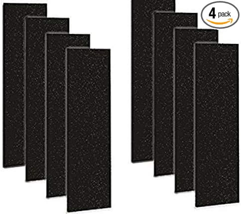 CFS – 4.8" x 15.75" Activated Carbon Pre-Filters Compatible with FLT4825 HEPA Filter and AC4800 Series (Filter B) – Charcoal Air Filter Sheets – Fresh and Filtered Indoor Air – Black – 8 Pack
