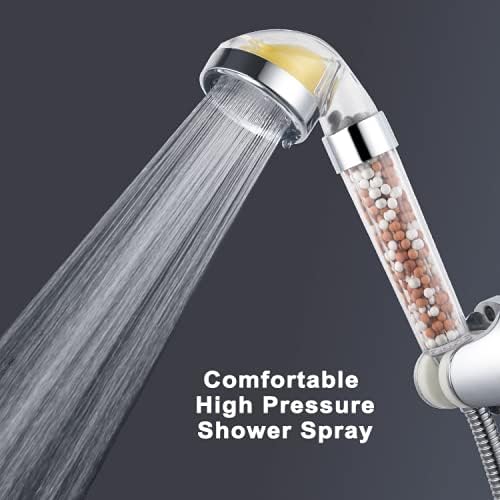 AYI Vitamin C Filtered High Pressure Handheld Shower Head with Bracket and Metal Hose Purifying Hard Water Softener Chlorine Flouride Filter Aroma Showerhead Fresh Dry Skin & Hair Loss