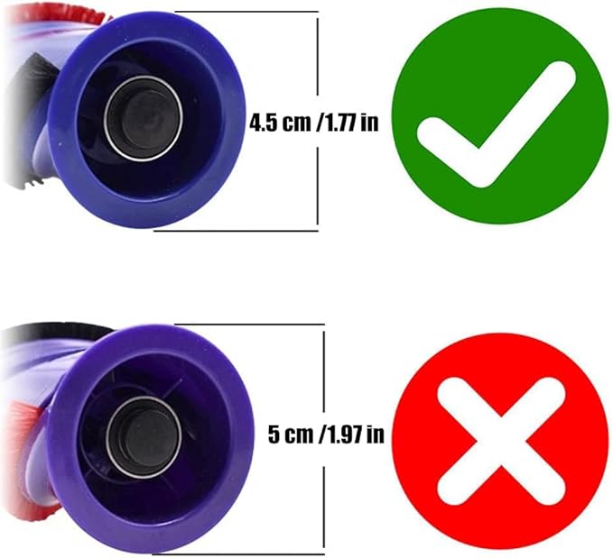 Roller Brush Roll Bar Replacement for Dyson V6 (4 Prong Drive & No Screw), Older V7 Models (Not for V7 Motorhead) Cordless Cleaner Part, 966821-01, 966084-01.(4.5cm Diameter)