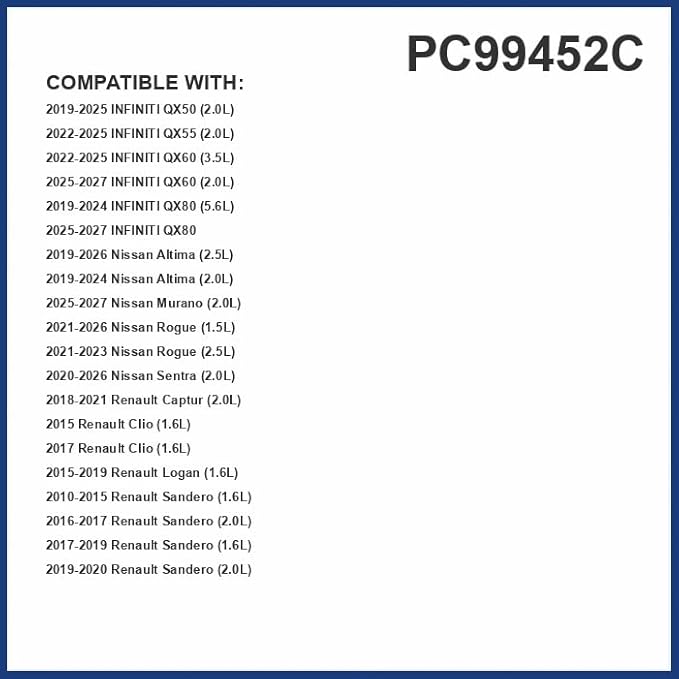 PG Cabin Air Filter PC99452C | Fits 2019-2025 Nissan Altima, 2021-2025 Rogue, 2020-2025 Sentra, 2022-2025 Pathfinder, 2019-2025 INFINITI QX50, 2019-2024 QX80, 2022-2025 QX60, QX55