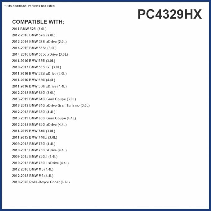 PureFlow HEPA Cabin Air Filter PC4329HX | Fits 2018-12 BMW 650i, 2016-13 M5, 2016-12 ActiveHybrid 5