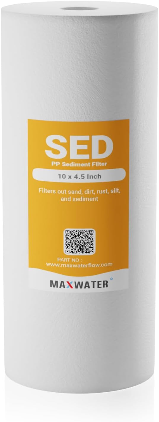 Max Water 10 Micron 10 x 4.5 inch Whole house Sediment Water Filter | Meltblown Polypropylene Well Water Filter Replacement Cartridges for DGD-5005, AP810, SDC-45-1001, GXWH30C, PP10BB (2 Pack)
