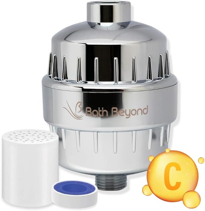Shower Filter Vitamin C 15 Stage High Output Water Filter With cartridge for Hard Water - Shower Head Filter Removes Chlorine Fluoride and Improves The Condition of Your Skin, Hair