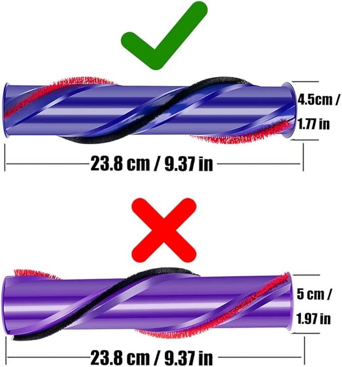 Roller Brush Roll Bar Replacement for Dyson V6 (4 Prong Drive & No Screw), Older V7 Models (Not for V7 Motorhead) Cordless Cleaner Part, 966821-01, 966084-01.(4.5cm Diameter)