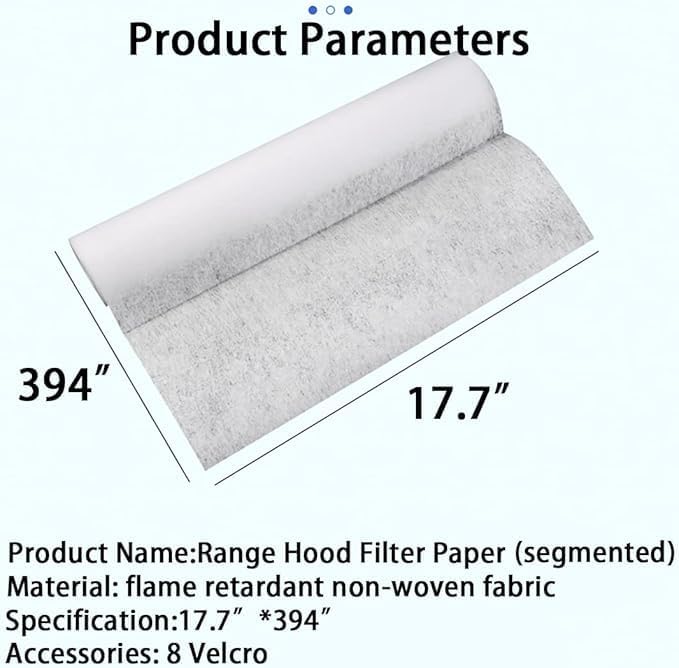 Kitchen Oil Absorbent Paper Range Hood Filter, 10Meters Long.17.7 * 394in.Range Hood Filter Paper Kitchen Oil Suction Sticker. Easy to Clean