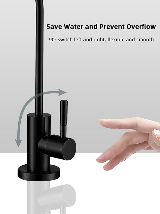 Drinking Water Faucet Matte Black Water Filter Faucet, SUS304 Stainless Steel, Easy to Install Reverse Osmosis Faucet for Kitchen Bar Sink