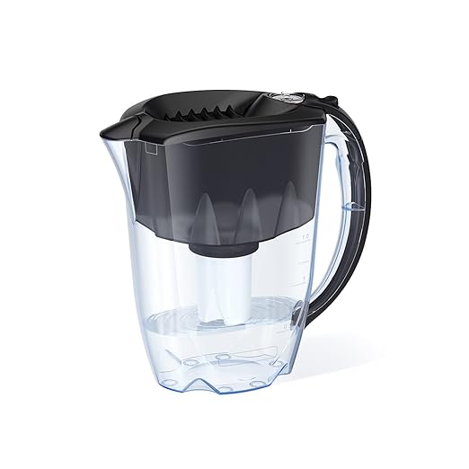 AQUAPHOR 7 Cup Ideal Water Filter Pitcher with 1 x B15 Filter | Reduces Chlorine & Heavy Metals | Fast Flow Water Filtration | BPA-Free & Dishwasher Safe | Improved & Filtered Water | Black